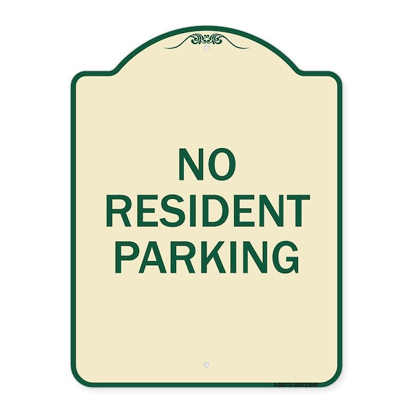 Reserved Parking No Resident Parking Heavy-Gauge Aluminum Sign, 24" x 18", TG-1824-23045